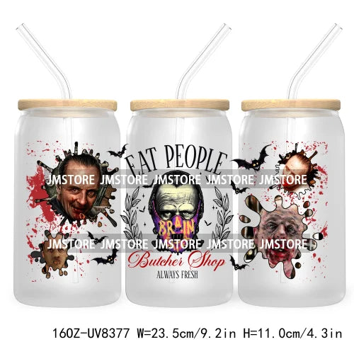 Spooky Vibes Coffee 16OZ UV DTF Cup Wrap Transfers Stickers Custom Labels Durable Waterproof Logo For Libbey Glass Can Halloween