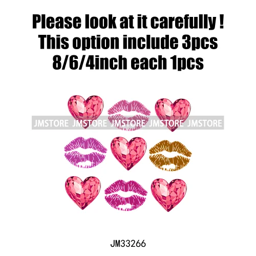 Colorful Love Heart Lips Coquette Happy Valentine's Day Iron On DTF Heat Press Transfers Stickers Ready To Press For Clothing