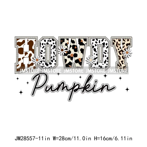 Howdy Western Boots Hat Fall Season Cowhide Leopard Pumpkin Coquette Bow Iron On DTF Transfer Sticker Ready To Press For Clothes