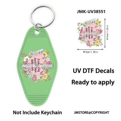 Back To School Teacher Coquette Bow UV DTF Motel Keychain Wraps Ready To Apply Waterproof High Quality Hotel Keychain Decals