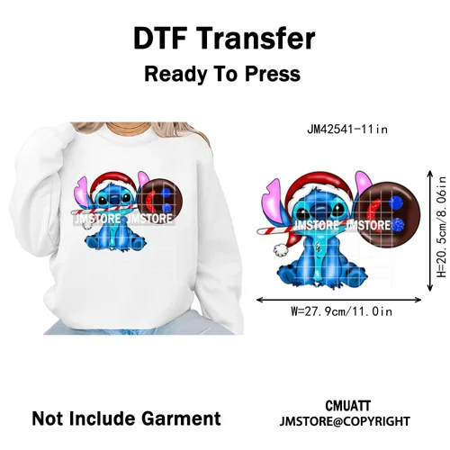 Holly Jolly Cute Cartoon Character Christmas Santa Tis The Season Iron on DTF Heat Transfers Stickers Ready to Press for Garment