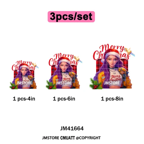 Christmas Kpop Holiday Idol Santa Holly Jolly Merry Christmas Iron on DTF Washable Transfers Stickers Ready to Press for Textile
