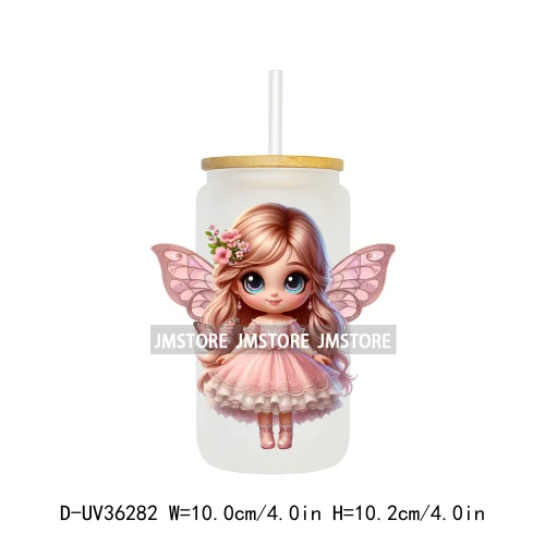 Cute Little Girl Butterfly Wings UV DTF Transfer Stickers Decal Ready To Apply Waterproof For 16OZ Libbey Glass Can Cups Tumbler