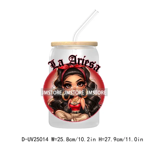 Chicana Chola Chibi Zodiac Girls UV DTF Transfer Stickers Decals For Libbey Cold Cups Mugs Durable Waterproof Custom Logo Labels