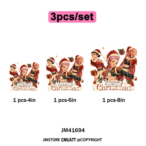 Merry Christmas Kpop Music Band Group Character Xmas Festive Love Iron on DTF Transfers Stickers Ready to Press for Clothes Bags