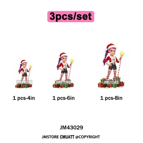 Kpop Hunters Merry Christmas Tiger Anime Lover Holiday Gift Iron on DTF Heat Transfers Stickers Ready to Press for Sweatshirts