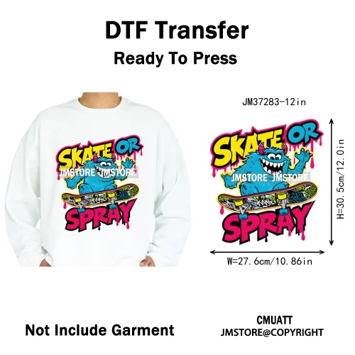 12in Graffiti Streetwear Beasts Cartoon Animals Hip Hop Quotes Iron on DTF Heat Transfers Stickers Ready to Press for Hoodies