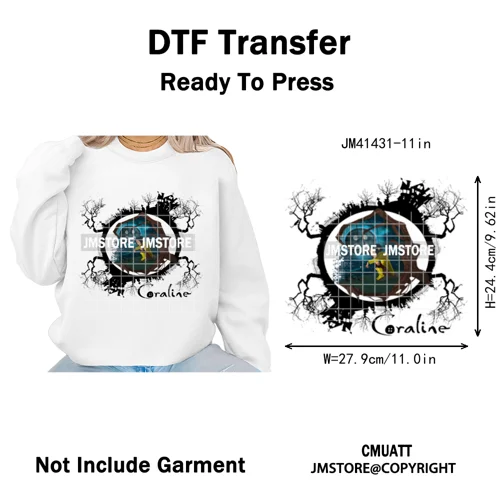 Funny Cartoon Movie Character Halloween Pumpkin Coquette Iron on DTF Washable Heat Transfer Stickers Ready to Press for Clothes