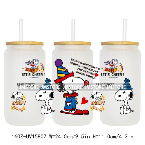 Cartoon Dogs Back To School UV DTF Wraps Transfer Sticker Selfadhesive Waterproof High Quality For 16OZ Libbey Glass Can Tumbler