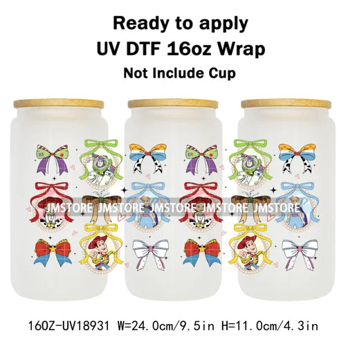 Bundle Princess Magical Mirror Bow UV DTF Stickers Ready To Apply Cup Wrap Durable Custom Prints DIY Craft For Libbey Can Glass