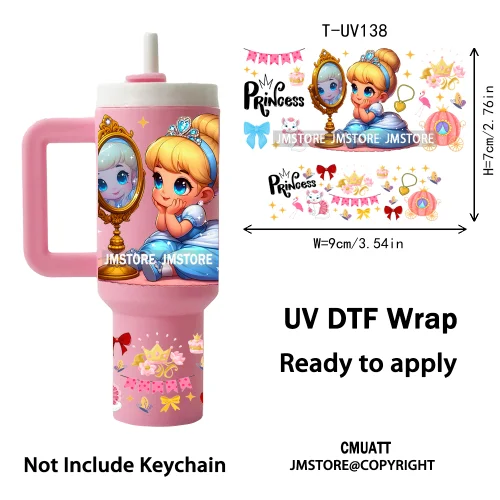 Baby Princess Cartoon Couple Custom UV DTF Stickers Print Tumbler Wraps Ready to Transfer Waterproof For Mini Tumbler Keychain