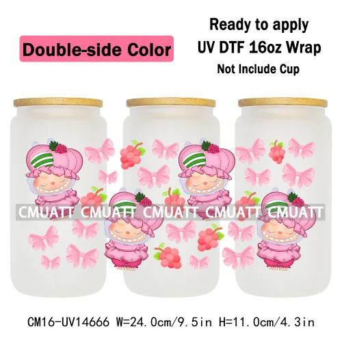 Double Sided Color UV DTF Cup Wraps 16OZ Wholesale Custom Bulk Waterproof Cartoon Cute Monster Coquette Bow DIY Craft Mug Glass