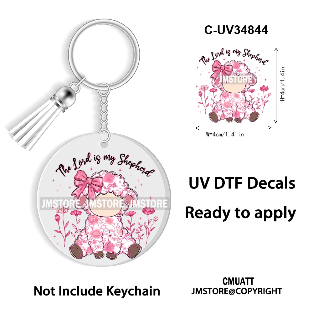 Happy Easter School Teacher Life Retro Coquette Easter Bunny WaterProof UV DTF Sticker For Round Circle Acrylic Keychain Keyring