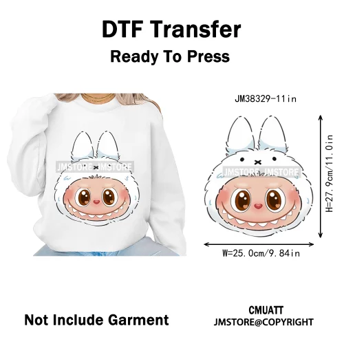 New Cartoon Costume Monster Dolls Lover DTF Printing Decals Iron on Washable Transfers Stickers Ready to Press for T-shirts