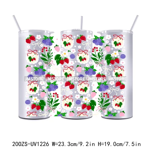 Coquette Bow Flowers Book Lover UV DTF Tumbler Wraps Durable Ready To Apply Transfer Stickers For 20OZ Straight Skinny Tumblers