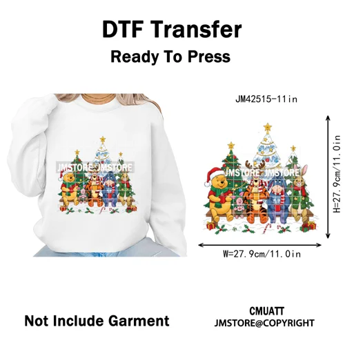 Cute Cartoon Character Coffee Cup Coquette Candy Merry Christmas Iron on DTF Heat Transfers Stickers Ready to Press for Hoodies