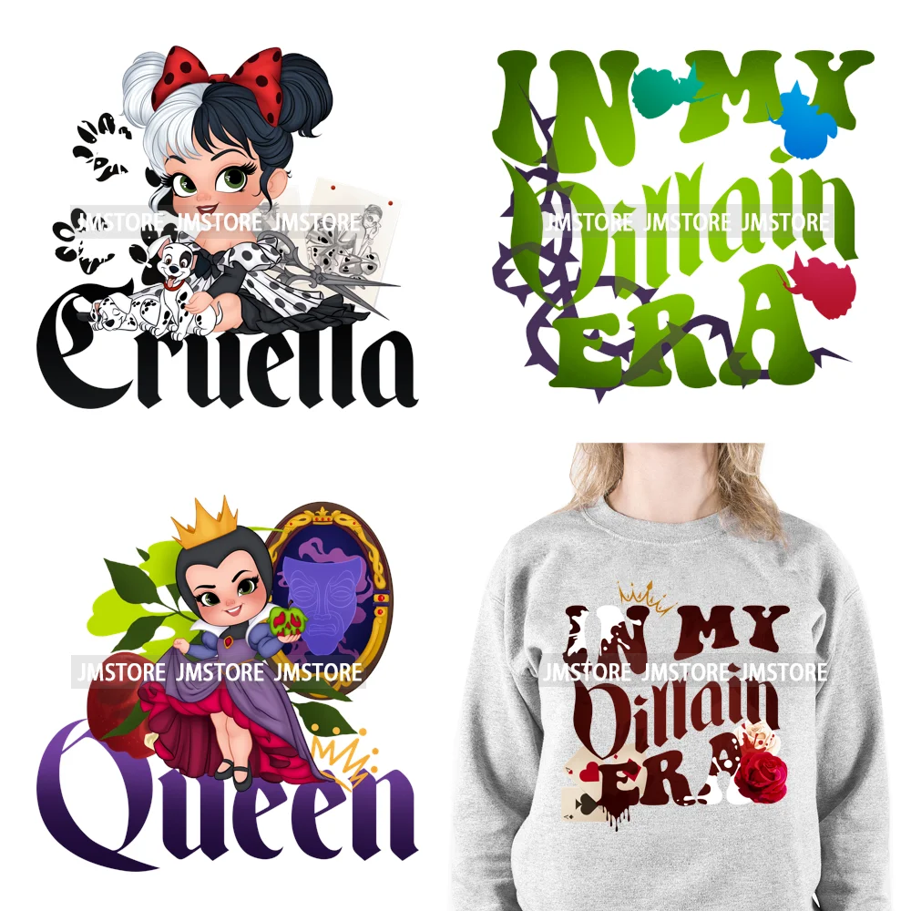 Colorful In My Era Wicked Cartoon Princess Evil Queen Washable Iron on DTF Transfers Stickers Diy Ready to Press for Sweatshirts