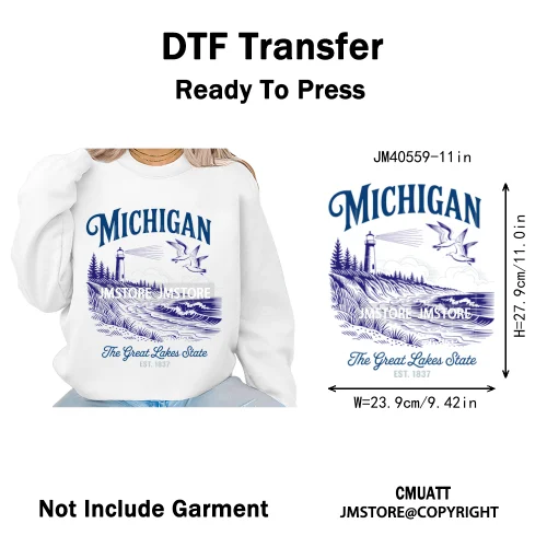 Colorful US State Love Travel Landmark Animal Icons Printing Iron on DTF Washable Transfers Stickers Ready to Press for T-shirts