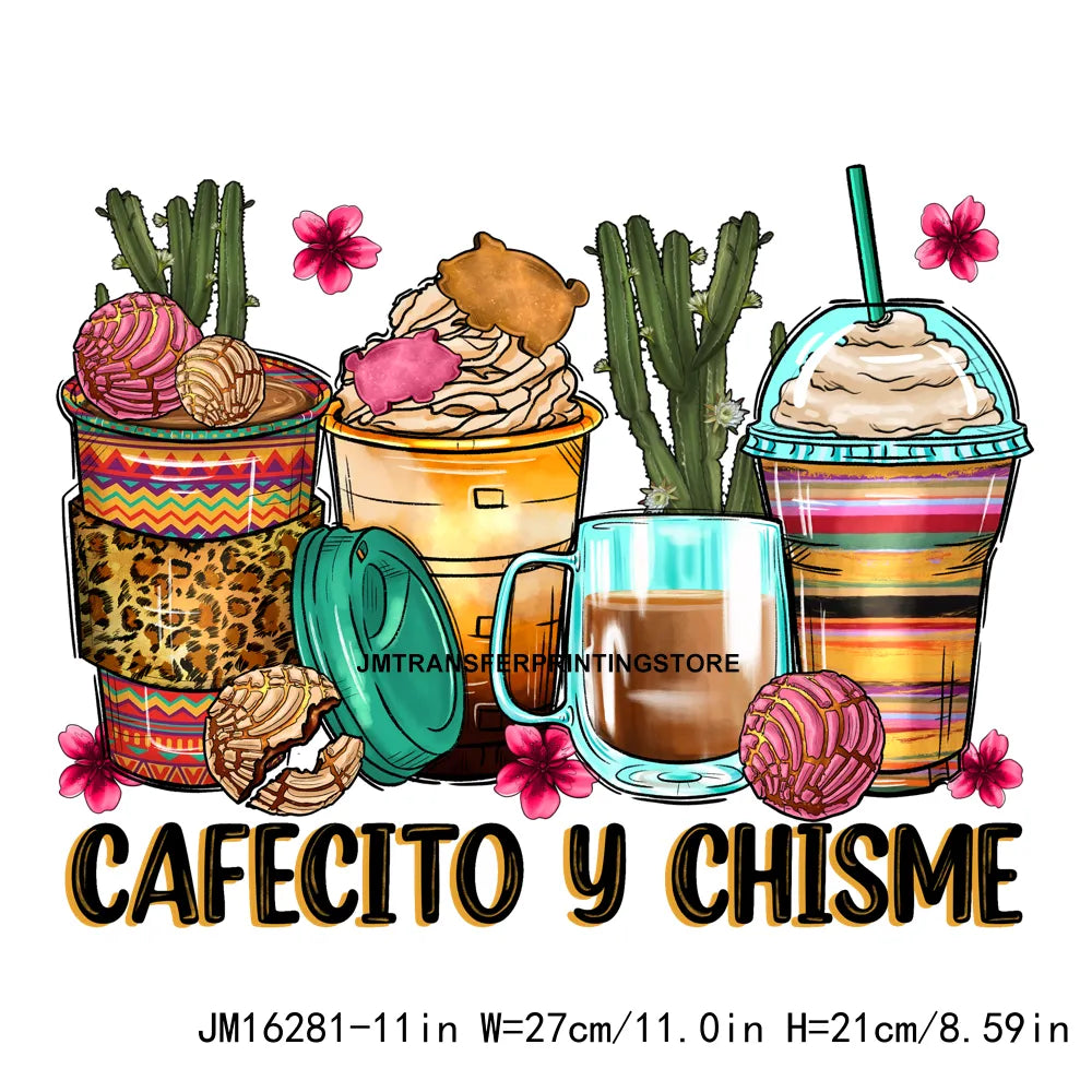 Peace Love Cafecito Cinco De Mayo Printing Decals Mexico Festival Culture Coffee Cup DTF Transfer Ready To Press For Bag Hoodies