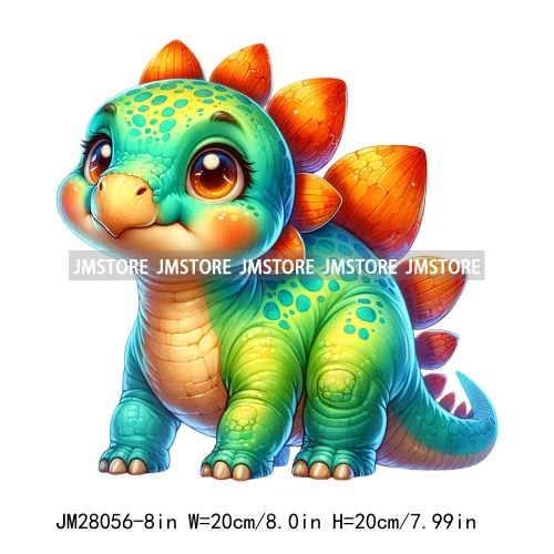 Colorful Dinosaur Baby Animal Thermal Printing Iron On DTF Transfer Stickers Ready To Press For Clothes