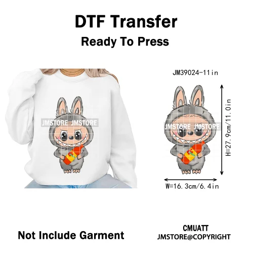 New Cartoon Doll Character With Mexican Food Iron on DTF Washable Heat Transfers Stickers Ready to Press for Textile Bags