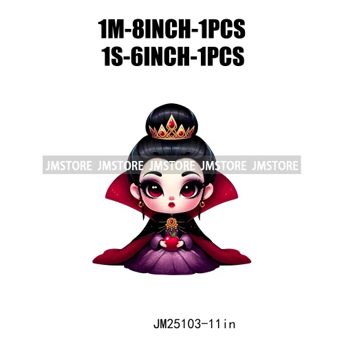 Cartoon Washable Halloween Princess Evil Queen Girls Printing Designs DTF Iron On Transfers Stickers Ready To Press For Textil