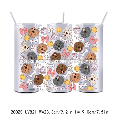 Coquette Puppy Dog Mom Cat Lover Pets 20OZ Skinny Tumbler Wrap UV DTF Transfer Stickers Personalized Labels For Straight Tumbler