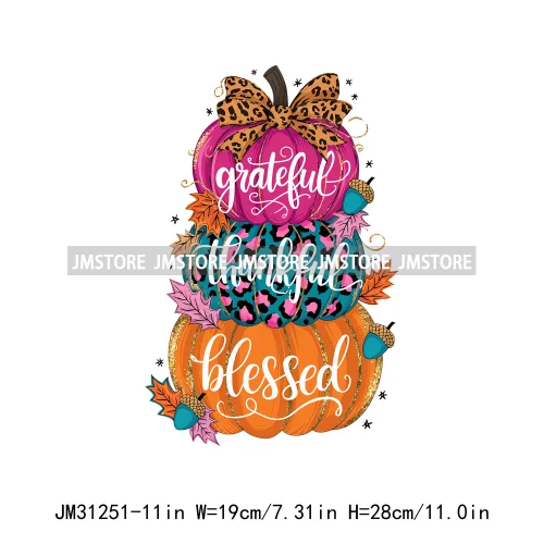 Thanksgiving Coquette Bow Pumpkin Cute Turkey Quotes Give Thanks Jesus Iron On DTF Transfers Stickers Ready To Press For Shirts