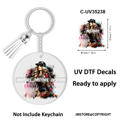Sassy Girl Sarcastic Saying High Quality WaterProof Ready To Apply UV DTF Stickers For Round Circle Acrylic Keychain Keyring