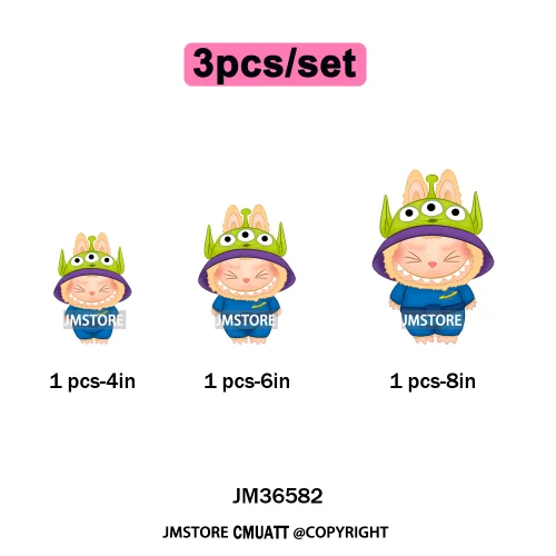 Cute Baby Cartoon Monster Doll Character Bow Girly Washable Decals Iron On DTF Heat Transfer Stickers Ready To Press for Clothes