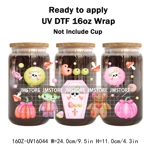 Spooky Boo Halloween Fall Bookish Ghost UV DTF Stickers Ready To Transfer Cup Wrap Custom Labels For Libbey Can Glass Tumbler
