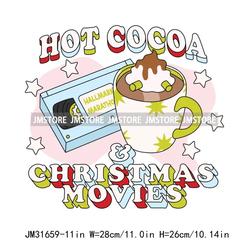 Snowday Hot Cocoa Pet Christmas Movie Festive Cute Dog Cat Lover Xmas Iron On DTF Transfers Stickers Ready To Press For Clothing