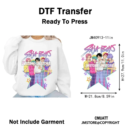 Music Kpop Group Lover Anime Fans Boys Girls Hunters Inspired Iron on DTF Washable Transfers Sticker Ready to Press for Clothing