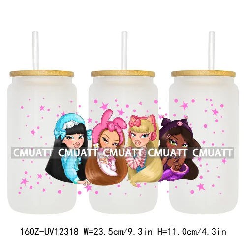 Cartoon Cute Kids Doll Girl Swiftie Love UV DTF 16OZ Stickers Glass Can Wrap For Libbey Cold Cups Mugs Waterproof DIY Craft