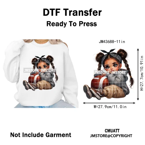 Latina Football Mexican Baby Girls Sports Lover Game Day Iron on Washable DTF Heat Transfers Stickers Ready to Press for Hoodies