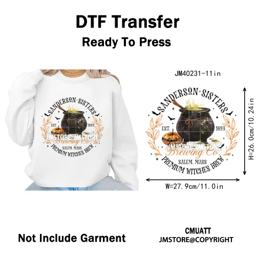 Horror Halloween Movie Witches Social Club Thug Life Coquette Iron on DTF Washable Transfers Stickers Ready to Press for Textile