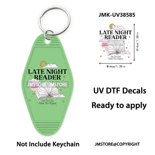 Positive Quotes Books Coffee Lover Girly UV DTF Motel Keychain Decal Ready To Ship Transfer Stickers Prints For Hotel Keychain