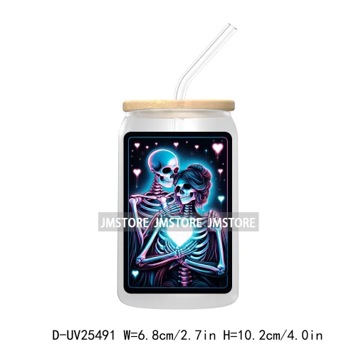 The Smoker Skeleton Tarot Card UV DTF Transfer Stickers Decals For Libbey Cold Cups Mugs Tumbler Custom Logo Labels Sugar Skull