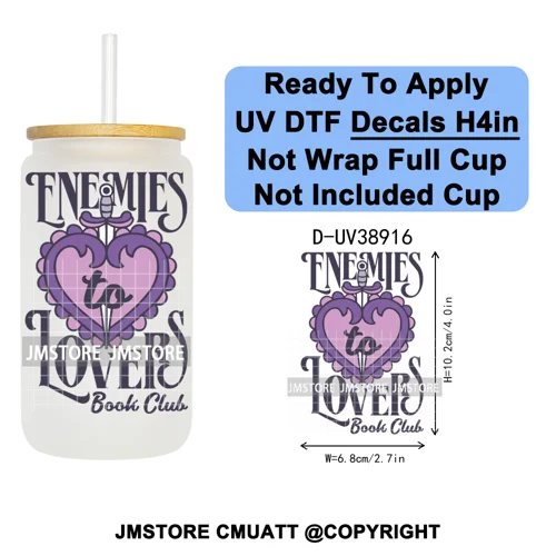 Fantasy Book Lover Gifts Positive Quotes UV DTF Decals Ready To Apply Waterproof Transfer Stickers For 16OZ Libbey Glass Can Cup