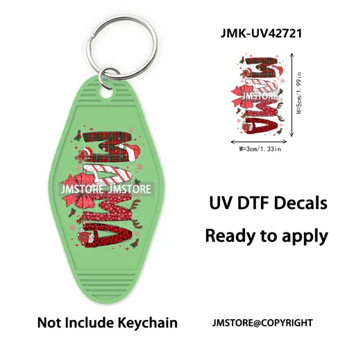 Preppy Bow Christmas Reindeer Mama Mini UV DTF Keychain Decals Ready To Apply Waterproof Durable Wraps For Hotel Motel Keychain