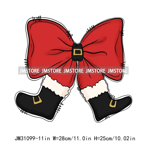 Colorful Coquette Bow Girly Christmas Holiday Spirit Holiday Gifts Iron On DTF Transfers Stickers Ready To Press For Clothing