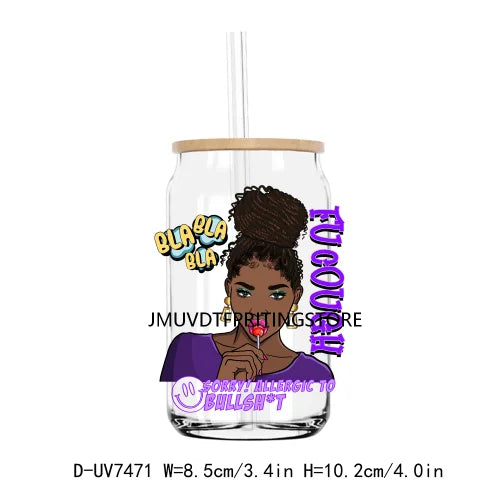 African American Black Women UV DTF Transfers Stickers Decals For Libbey Cold Cups Mugs Tumbler Waterproof DIY Craft Afro Girls