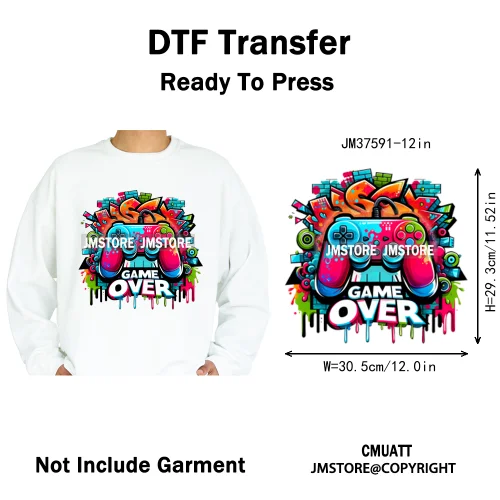 12in Street Heat Urban Chill Streetwear Man Hip Hop Animal Iron on DTF Thermal Transfer Stickers Ready to Press for Clothes Bags