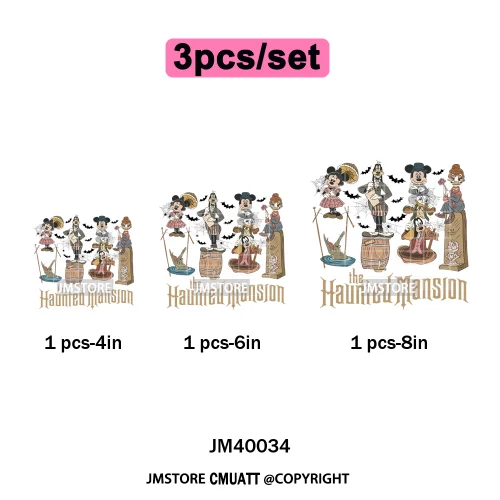 Happy Halloween Nightmare Cartoon Character Pumpkin Skeleton Iron on DTF Washable Transfers Stickers Ready to Press for T-shirts