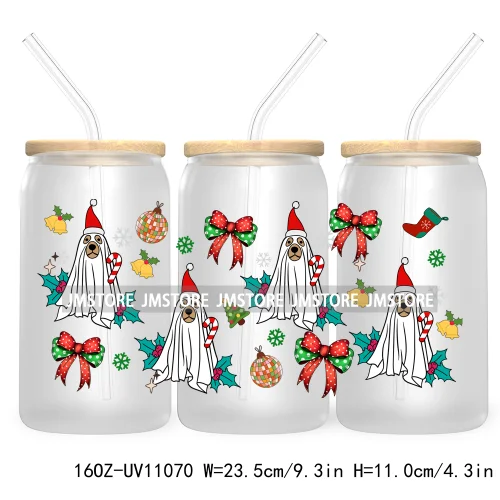 Gingerbread Christmas Coffee Latte UV DTF Cup Wrap For Libbey Glass Can Transfer Stickers Waterproof Custom Book Ghost Christmas