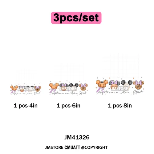 Trick or Treat Down Main Stree Cartoon Coquette Ghost Boo Halloween Iron on DTF Transfers Stickers Ready to Press for T-shirts