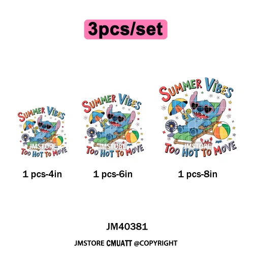 Aloha Flower Summer Vibes Cartoon Animal Vacation Life Designs Iron on DTF Washable Transfers Sticker Ready to Press for Clothes