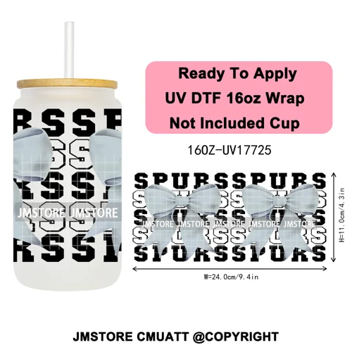 Faux Glitter American Football Game Day UV DTF Cup Wrap Ready To Apply Transfer Stickers 16OZ Tumbler Wraps For Libbey Glass Can