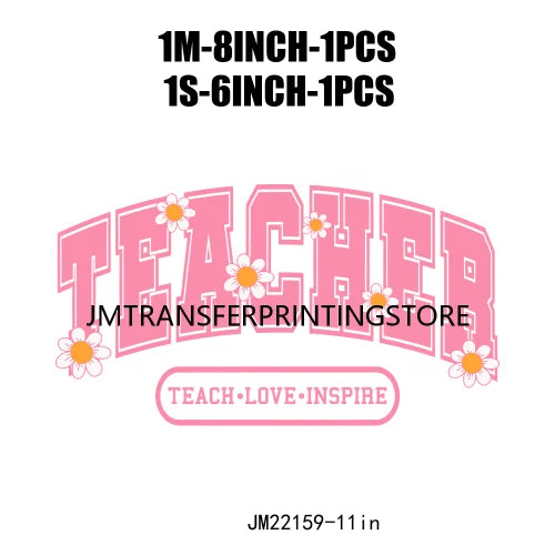 Iron On Teach Love Insprit Print Logos Maestra Heart Pencil Bow Cowgirl Boots Small Town Teacher DTF Transfer Stickers For Shirt