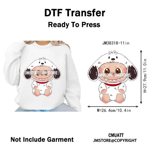 Cute Cartoon Toy Dolls Monster Costume Character Kids Printed Iron on DTF Washable Transfer Stickers Ready to Press for Clothing